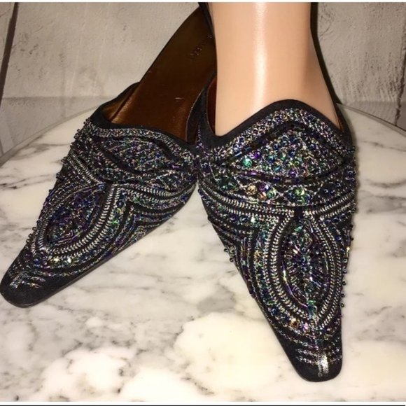 CHARLES ALBERT HEELS size 8.5 bling mule 2.5"heel - Picture 1 of 4